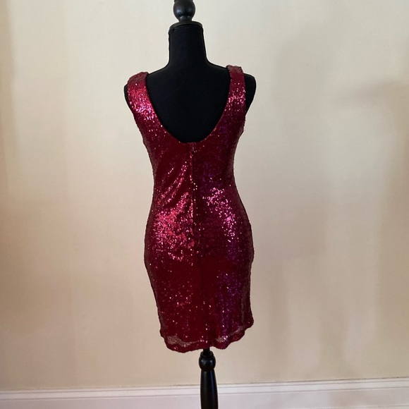 Red Sequined Mini party dress size medium - Picture 2 of 3